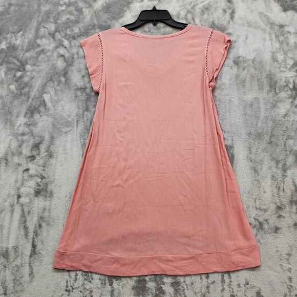 Ellen Tracy Top Womens M Tea Rose Pink V-Neck Loose Fit Tunic Short Cap Sleeves - Picture 3 of 9